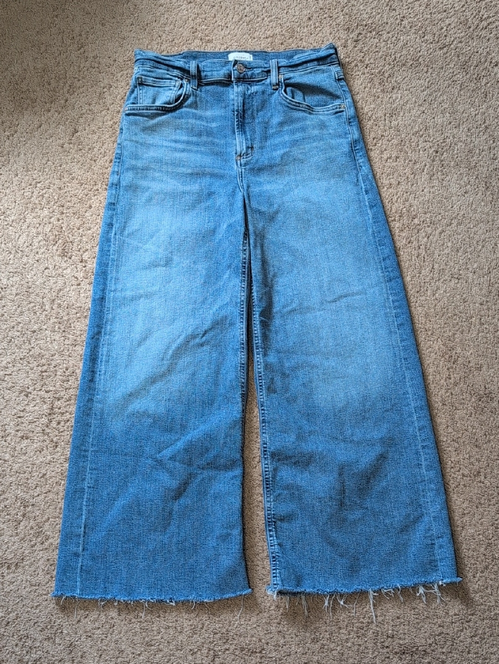 Citizens of Humanity Lyra Raw Hem High Waist Ankle Wide Leg Jeans